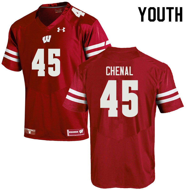 Wisconsin Badgers Youth #45 Leo Chenal NCAA Under Armour Authentic Red College Stitched Football Jersey VF40F68HD